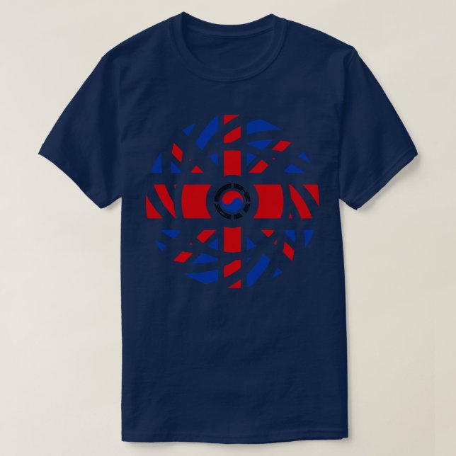 Camiseta Bandeira Multinacional Coreana Britânica (Frente do Design)
