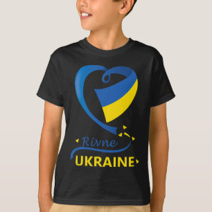 Camiseta Bandeira Nacional da Ucrânia Rivne Emblema do Cora