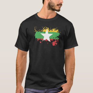 Camiseta Bandeira Nacional de Myanmar souvenir para mulhere