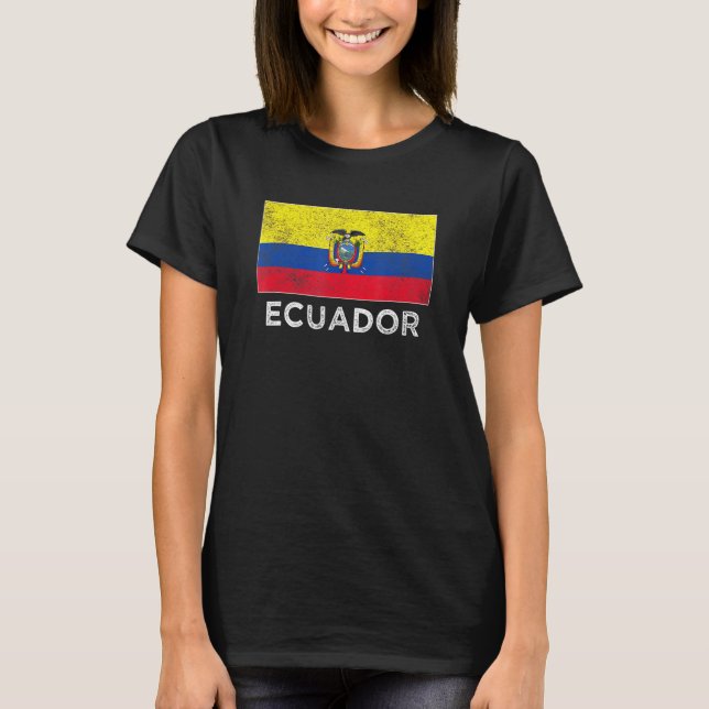 Camiseta Bandeira Nacional Do Equador Afetada Por Homens, C (Frente)