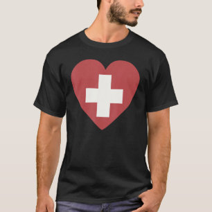 Camiseta Bandeira Nacional do souvenir da Suiça para as mul