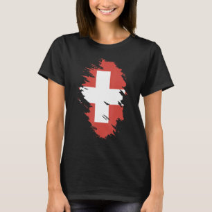 Camiseta Bandeira Nacional do souvenir da Suiça para as mul