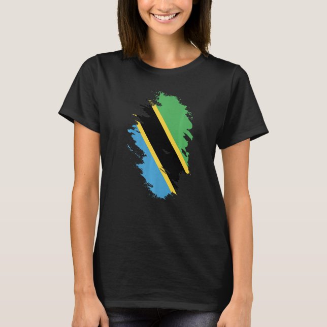 Camiseta Bandeira Nacional do souvenir da Tanzânia para hom (Frente)