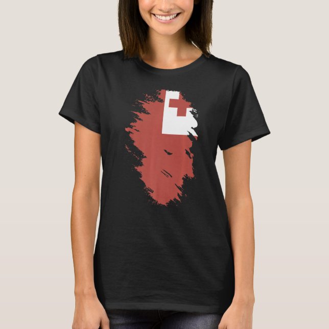 Camiseta Bandeira Nacional do souvenir de Tonga para mulher (Frente)