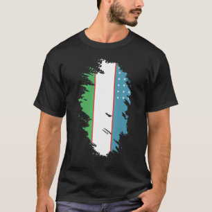 Camiseta Bandeira Nacional do Usbequistão souvenir para mul