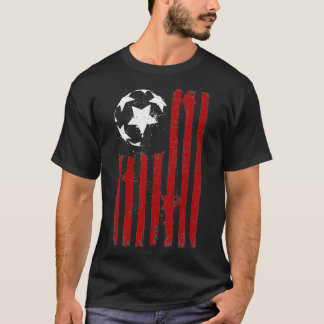 Camiseta Bandeira Nacional dos EUA com bola de futebol desg