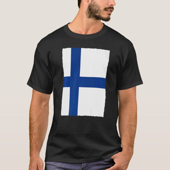Camiseta Bandeira Nacional Finlandesa Da Finlândia (Frente)