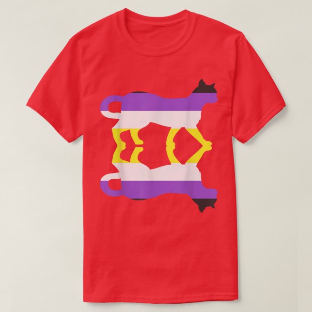 Camiseta Bandeira Não Binária Animal Cat Terceiro Sexo LGBT (Frente do Design)