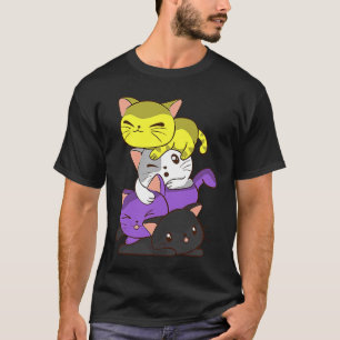 Camiseta Bandeira Não Binária de Gato Fofo Orgulho LGBTQ Nã