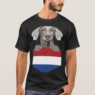 Camiseta Bandeira Neerlandesa De Weimaraner Cão Em Pocket