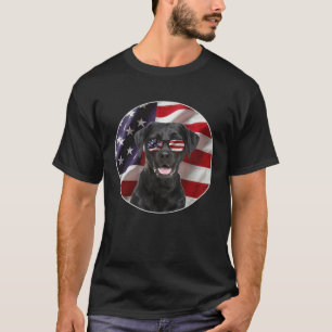 Camiseta Bandeira Negra Americana Labrador Cão EUA