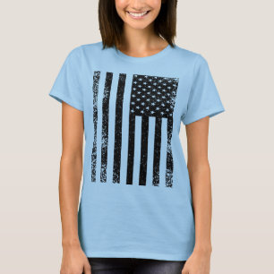 Camiseta Bandeira Negra e Branca Americana