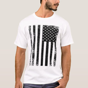 Camiseta Bandeira Negra e Branca Americana