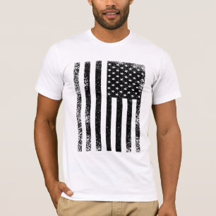 Camiseta Bandeira Negra e Branca Americana