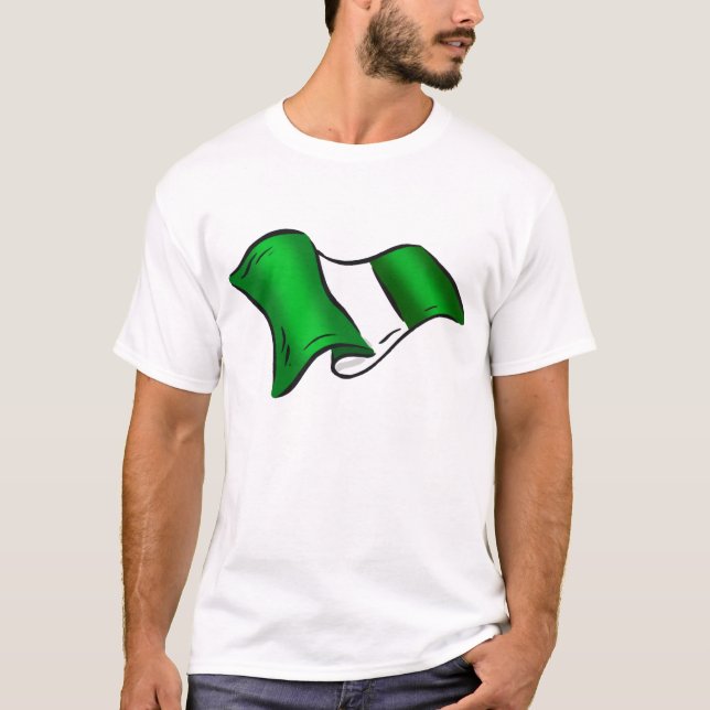 Camiseta Bandeira nigeriana ondulada para admiradores de (Frente)