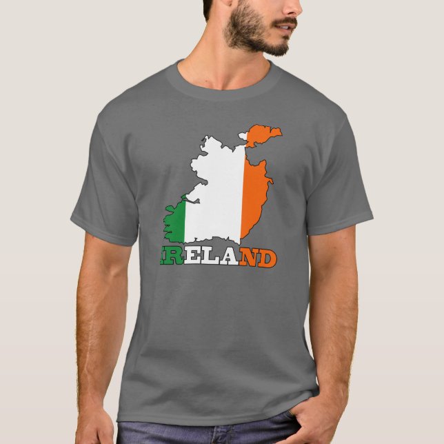 Camiseta Bandeira no mapa de Ireland (Frente)