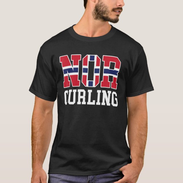 Camiseta Bandeira Noruega Curler Norueguês E Curling (Frente)