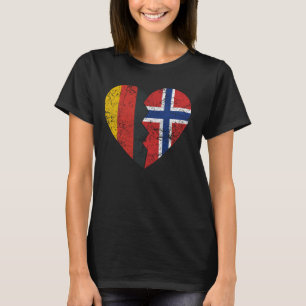 Camiseta Bandeira norueguesa alemã Heart Alemanha Noruega F