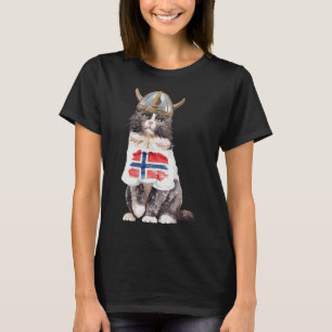Camiseta Bandeira Norueguesa de Gato da Noruega