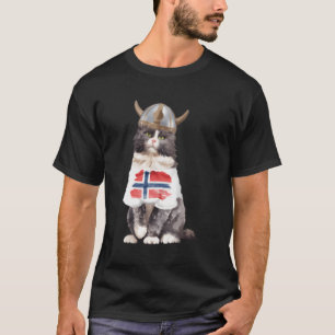 Camiseta Bandeira Norueguesa de Gato da Noruega