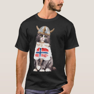 Camiseta Bandeira Norueguesa de Gato da Noruega