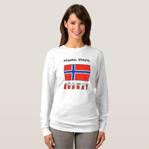 Camiseta Bandeira Norueguesa Noruega Personalização Preta