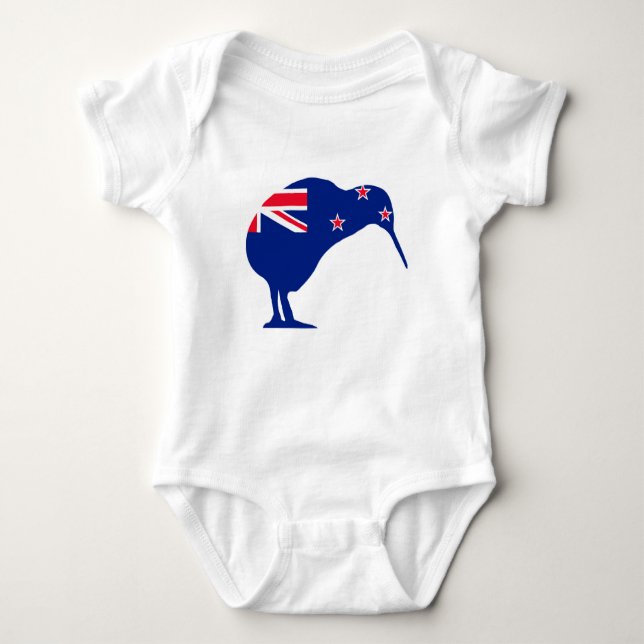 Camiseta Bandeira Nova Zelândia com a SIlhouette de Kiwi (Frente)