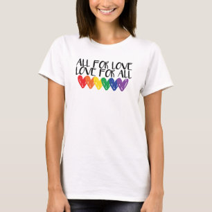 Camiseta bandeira orgulho gay arco-íris coroa todos por amo