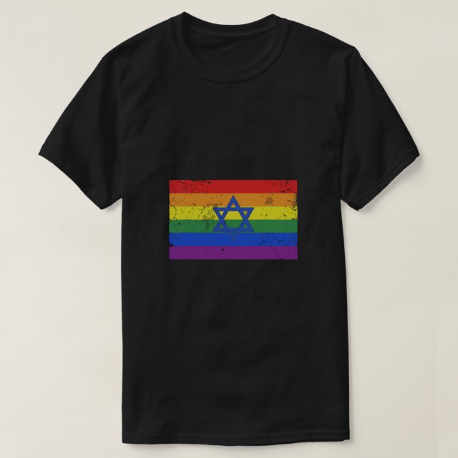 Camiseta Bandeira Orgulho gay LGBT de Israel Judeu (Frente do Design)
