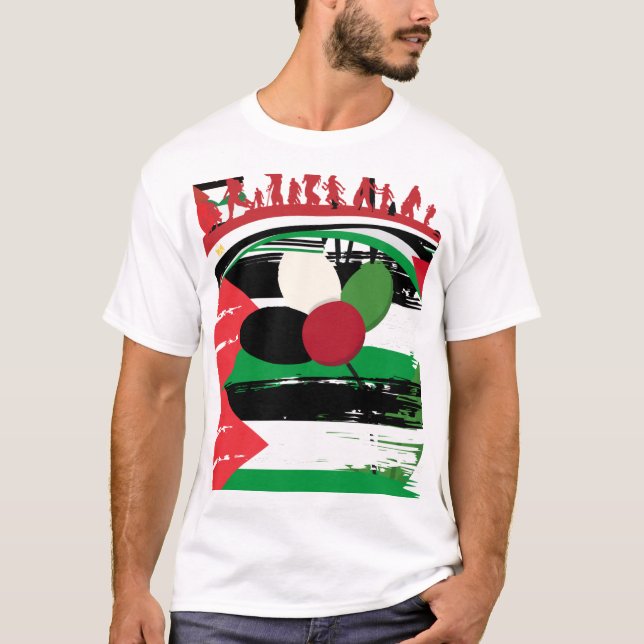 Camiseta Bandeira Palestina e Refugiados Silhuette Art (Frente)