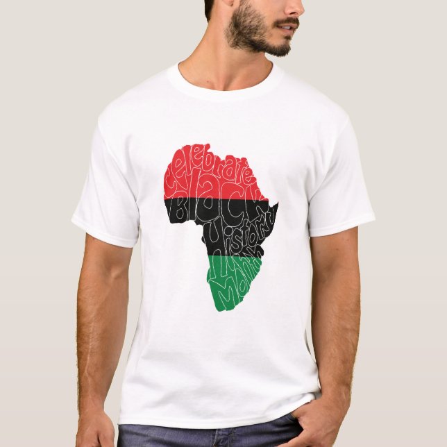 Camiseta Bandeira Pan-Africana Design de Arte Mês da Histór (Frente)