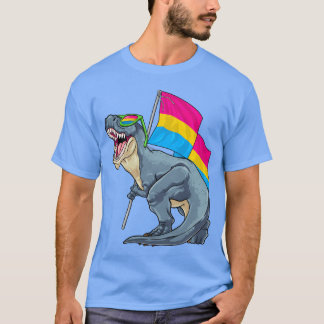 Camiseta Bandeira Pan Pride de Dinossauro Pansexual LGBT Re