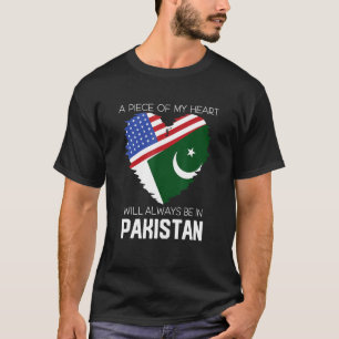 Camiseta Bandeira Paquistanesa Metade Do Meu Coração Está N