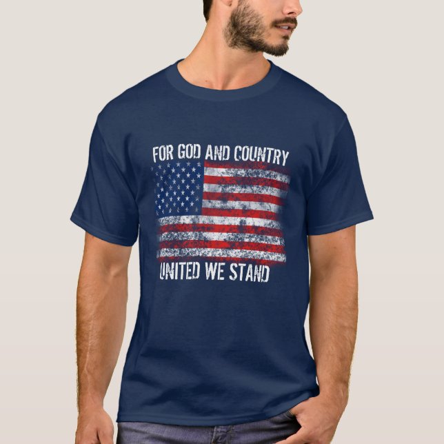Camiseta Bandeira Patriótica Afastada para Deus e País (Frente)