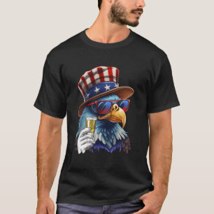 Camiseta Bandeira Patriótica Águia Americana Óculos De Sol 