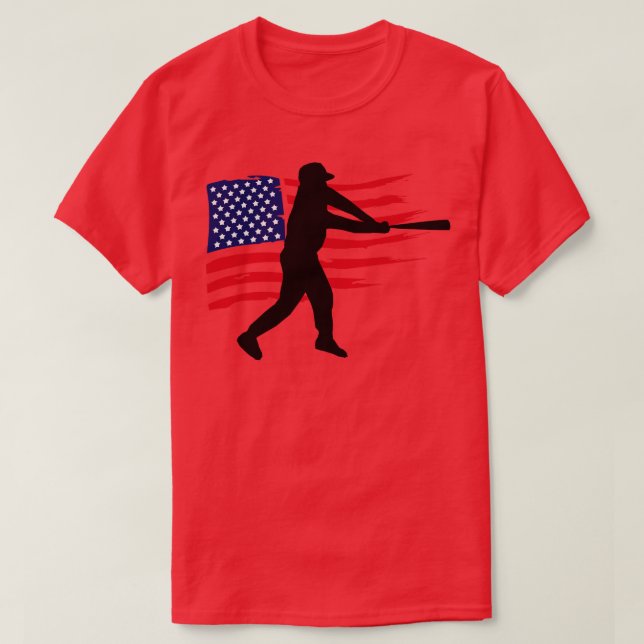 Camiseta Bandeira Patriótica Americana Baseball 4 (Frente do Design)