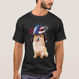 Camiseta Bandeira Patriótica Americana Corgi Guerreiro 4 De