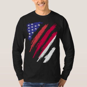 Camiseta Bandeira Patriótica Americana da Indonésia