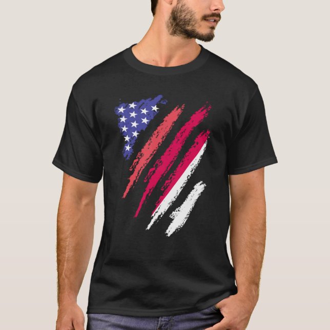 Camiseta Bandeira Patriótica Americana da Indonésia (Frente)