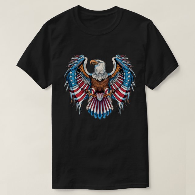 Camiseta bandeira Patriótica Americana de Águia Americana (Frente do Design)
