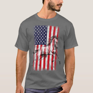 Camiseta Bandeira Patriótica Americana de Cavalo - Vintage 