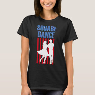 Camiseta Bandeira Patriótica Americana de Dança Quadrada Oc