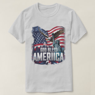 Camiseta Bandeira Patriótica Americana Deus Abençoe a Améri
