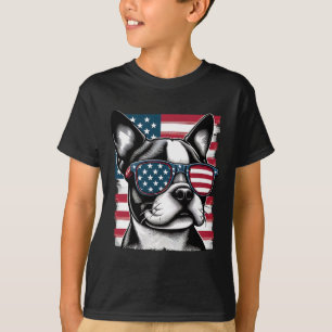 Camiseta Bandeira Patriótica Americana do Terrier Boston