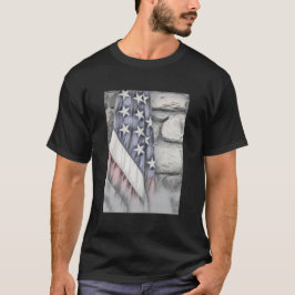 Camiseta Bandeira Patriótica Americana no Muro