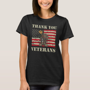 Camiseta Bandeira Patriótica Americana Obrigado Veteranos H