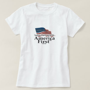 Camiseta Bandeira Patriótica Citação de Trump America First