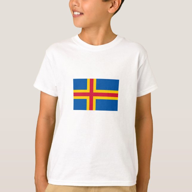 Camiseta Bandeira Patriótica das Ilhas Åland (Frente)