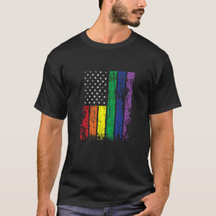 Camiseta Bandeira Patriótica do Arco-Íris Americano Orgulho