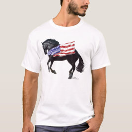 Camiseta Bandeira patriótica do cavalo do frisão